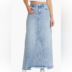 Light Blue Denim Maxi Skirt